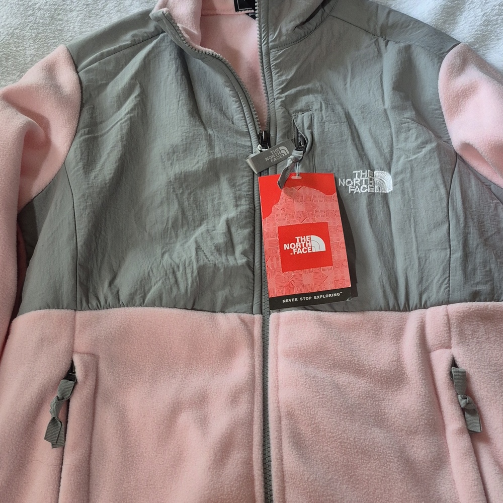 The North Face Pink and Gray Fleece Jacket with Front Zips Sz. Med